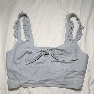 Express Soft Gray Ruffle Strap Crop Top